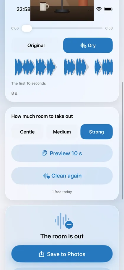 Dry Voice – Less reverb, the picture untouched.