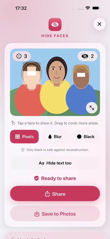 Hide Faces – The copy contains no location.