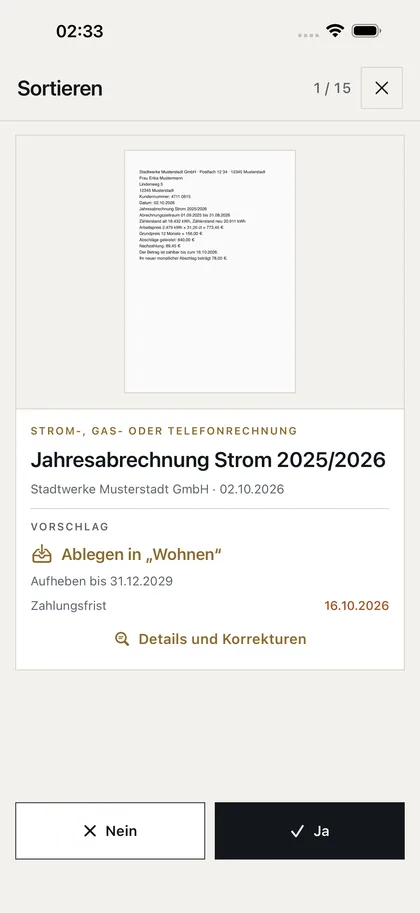 Kann das weg? – Jedes Dokument mit seinem Vorschlag.