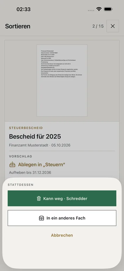 Kann das weg? – Bei Nein: weg oder in ein anderes Fach.