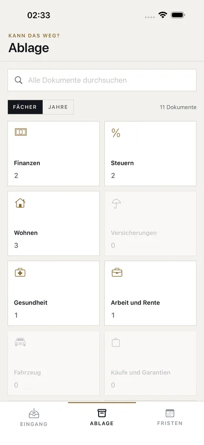 Kann das weg? – Deine Ablage, Fach für Fach.