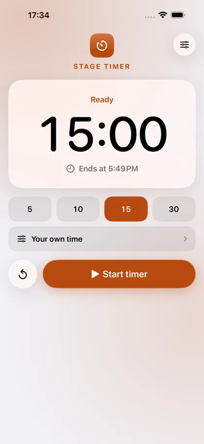 Stage Timer – Pick a time and start.